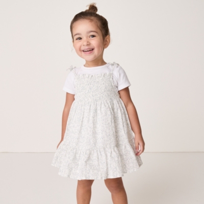 Organic Cotton ‘Meadow’ Shirred Dress & T-Shirt Set (0–18mths)