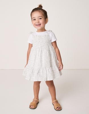 Organic Cotton ‘Meadow’ Shirred Dress & T-Shirt Set (0–18mths)