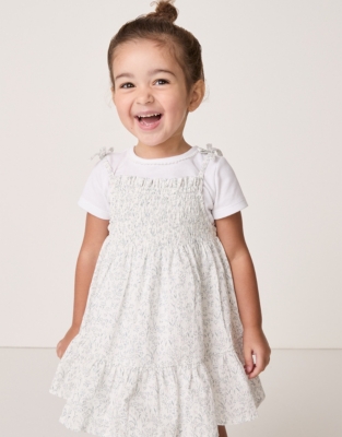 Organic Cotton ‘Meadow’ Shirred Dress & T-Shirt Set (0–18mths)
