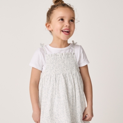 Organic Cotton ‘Meadow’ Shirred Dress & T-Shirt Set (18mths–6yrs)