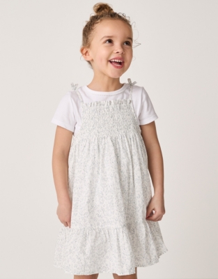 Organic Cotton ‘Meadow’ Shirred Dress & T-Shirt Set (18mths–6yrs)