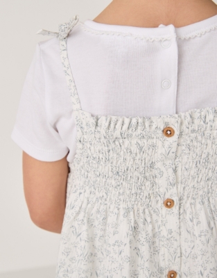 Organic Cotton ‘Meadow’ Shirred Dress & T-Shirt Set (18mths–6yrs)