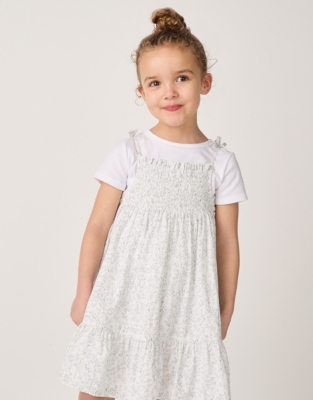 Organic Cotton ‘Meadow’ Shirred Dress & T-Shirt Set (18mths–6yrs)