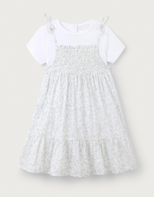 Organic Cotton ‘Meadow’ Shirred Dress & T-Shirt Set (18mths–6yrs)