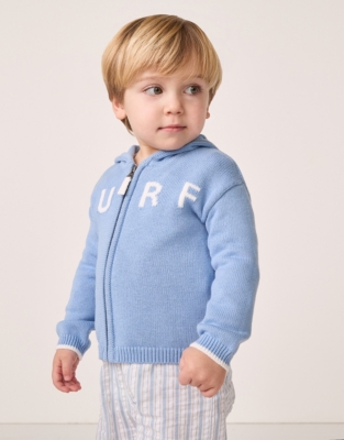 Organic Cotton ‘Surf’ Zip Up Hooded Cardigan (0–18mths)