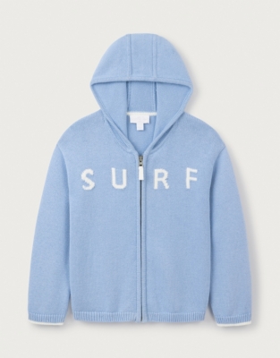 Organic Cotton ‘Surf’ Zip Up Hooded Cardigan (18mths–6yrs)