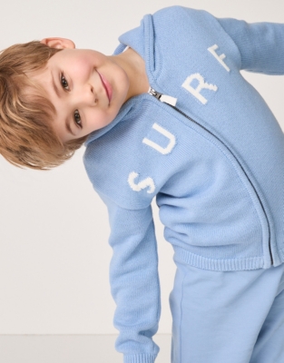 Organic Cotton ‘Surf’ Zip Up Hooded Cardigan (18mths–6yrs)