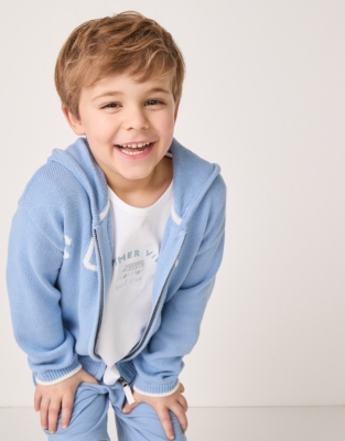 Organic Cotton ‘Surf’ Zip Up Hooded Cardigan (18mths–6yrs)