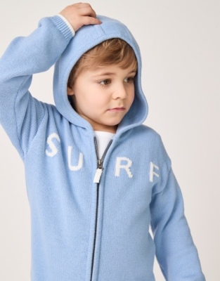 Organic Cotton ‘Surf’ Zip Up Hooded Cardigan (18mths–6yrs)