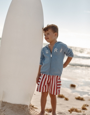 Organic Cotton ‘Surf’ Zip Up Hooded Cardigan (18mths–6yrs)