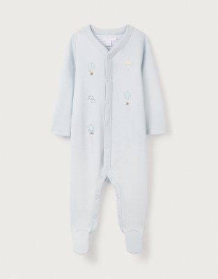 Organic Cotton “Up In The Air” Embroidered Sleepsuit (0–24mths)