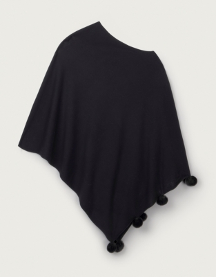 Organic Cotton And Cashmere Blend Pom-Pom Poncho