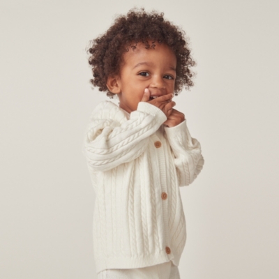 Organic Cotton And Wool Cable Cardigan (0–18mths)