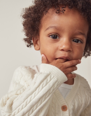 Organic Cotton And Wool Cable Cardigan (0–18mths)