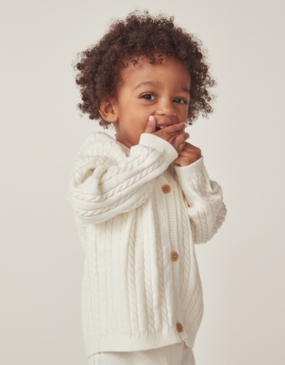 Organic Cotton And Wool Cable Cardigan (0–18mths)