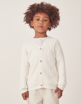 Organic Cotton And Wool Cable Cardigan (18mths–6yrs)