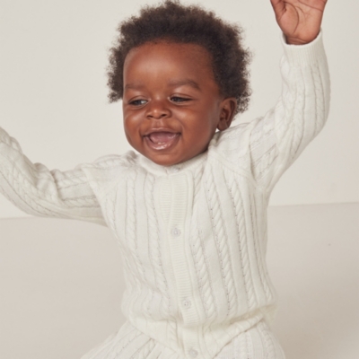 Organic Cotton And Wool Cable Knitted Romper (0–24mths)