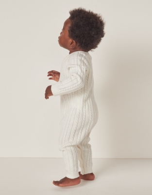 Organic Cotton And Wool Cable Knitted Romper (0–24mths)