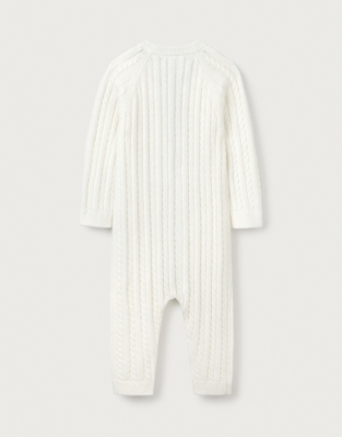 Organic Cotton And Wool Cable Knitted Romper (0–24mths)