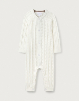 Organic Cotton And Wool Cable Knitted Romper (0–24mths)