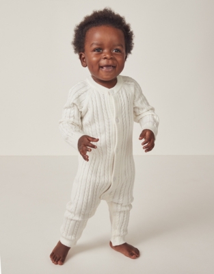 Organic Cotton And Wool Cable Knitted Romper (0–24mths)