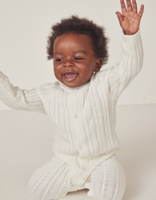 Organic Cotton And Wool Cable Knitted Romper (0–24mths)