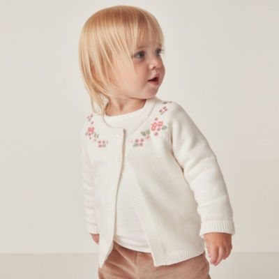 Organic Cotton And Wool Floral Embroidered Cardigan (0–18mths)