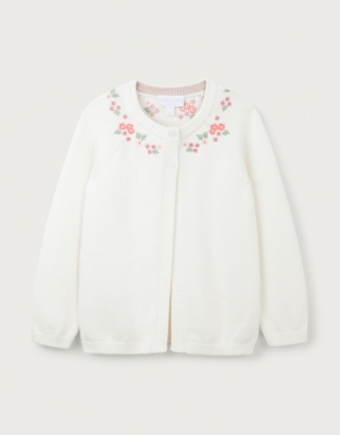 Organic Cotton And Wool Floral Embroidered Cardigan (0–18mths)