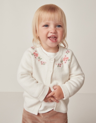 Organic Cotton And Wool Floral Embroidered Cardigan (0–18mths)