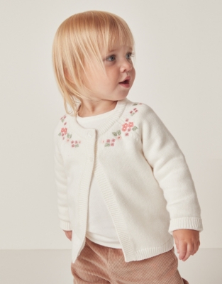 Organic Cotton And Wool Floral Embroidered Cardigan (0–18mths)