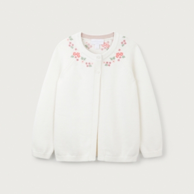 Organic Cotton And Wool Floral Embroidered Cardigan (18mths–6yrs)