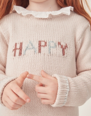 Organic Cotton And Wool Happy Jumper (18mths–6yrs)