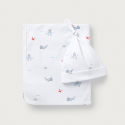 Organic Cotton Beach Friends Reversible Blanket & Hat Set (0–12mths)