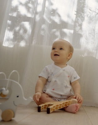 Organic Cotton Beach Friends Wrap Shortie (0–24mths)