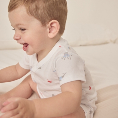 Organic Cotton Beach Friends Wrap Shortie (0–9mths)