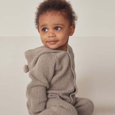 Organic Cotton Bear Knitted Romper (0–24mths)