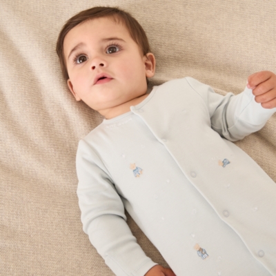 Organic Cotton Bedtime Friends Embroidered Sleepsuit (0–24mths)