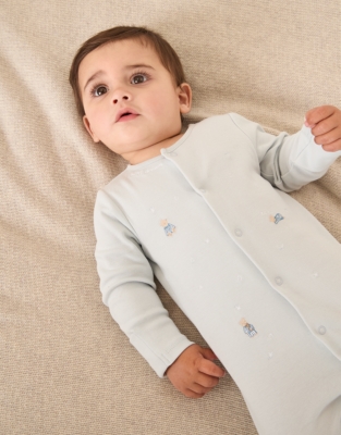 Organic Cotton Bedtime Friends Embroidered Sleepsuit (0–24mths)