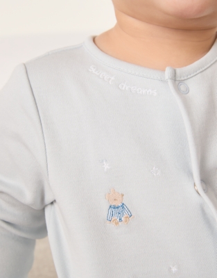 Organic Cotton Bedtime Friends Embroidered Sleepsuit (0–24mths)