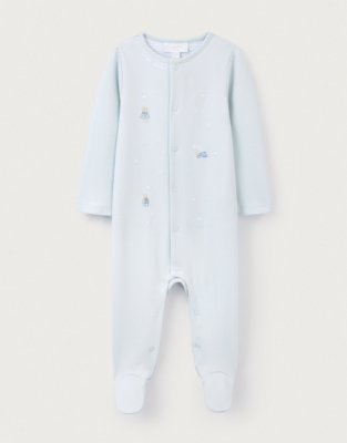Organic Cotton Bedtime Friends Embroidered Sleepsuit (0–24mths)