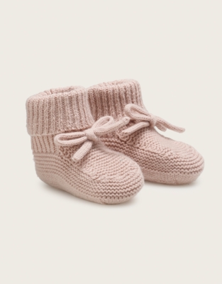 Organic Cotton Blend BOW Knitted Pram Booties (0-2yrs)