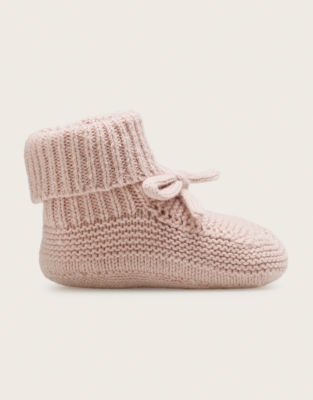 Organic Cotton Blend BOW Knitted Pram Booties (0-2yrs)