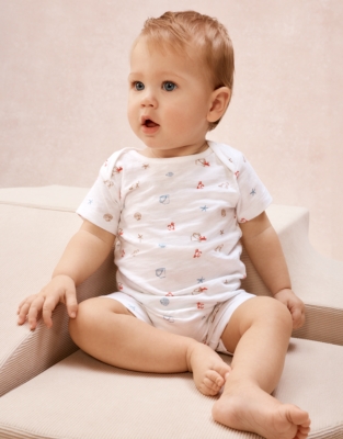Organic Cotton Blend Beach Scene Shortie Sleepsuit (0–2yrs)