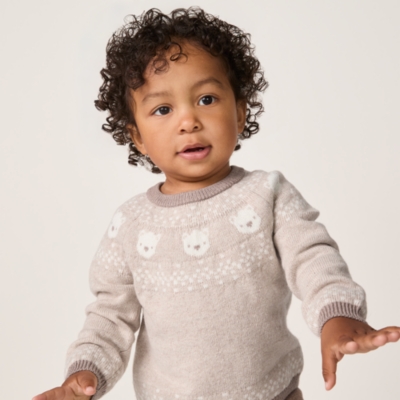 Organic Cotton Blend Bear Fair Isle Jumper (0–4yrs)
