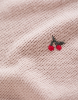 Organic Cotton Blend Blanket Cherry Embroidered Blanket