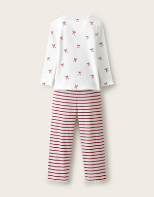 Organic Cotton Blend Bow & Stripe Relaxed Fit Pyjamas (1-12yrs)