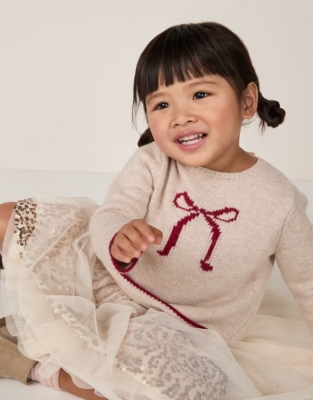 Organic Cotton Blend Bow Jumper (0–4yrs)