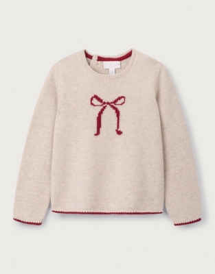 Organic Cotton Blend Bow Jumper (0–4yrs)