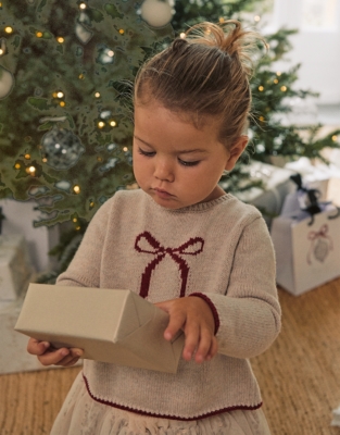 Organic Cotton Blend Bow Jumper (0–4yrs)