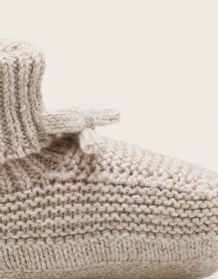 Organic Cotton Blend Bow Knitted Booties (0-2yrs) 